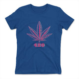 420 Hemp Leaf Womens T-Shirt in Royal color