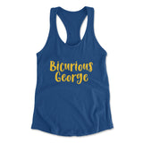 Bicurious George Womens Racerback Tank in Royal color