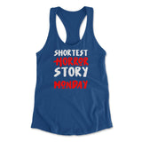 Shortest Horror Story - Monday Womens Racerback Tank in Royal color