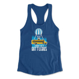 Straight Outta Battle Bus Womens Racerback Tank in Royal color