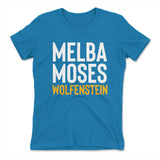 Melba Moses Wolfenstein Womens T-Shirt in Turquoise color
