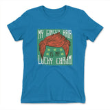My Ginger Hair Is My Lucky Charm Womens T-Shirt in Turquoise color