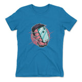 Phone Face Hugger Womens T-Shirt in Turquoise color