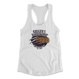 Krugers Barbershop Womens Racerback Tank in White color
