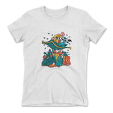 Raccoon Flying Aladdin Womens T-Shirt in White color