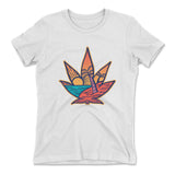 Cannabis Leaf Beach Womens T-Shirt in White color