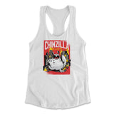 Chinzilla Monster Womens Racerback Tank in White color