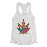 Cannabis Leaf Beach Womens Racerback Tank in White color