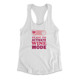Swipe Right For Wine Mode Womens Racerback Tank in White color
