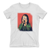 Scream Painting Monalisa Womens T-Shirt in White color