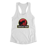 Jurassic Bank Womens Racerback Tank in White color