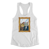 American Gothic Cats Womens Racerback Tank in White color