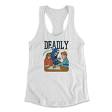 Deadly Games Womens Racerback Tank in White color