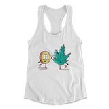 420 Bitcoin Womens Racerback Tank in White color