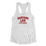 Harvard Law, Just Kidding Womens Racerback Tank in White color