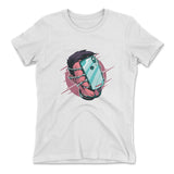Phone Face Hugger Womens T-Shirt in White color