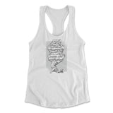 Debt Atlas Womens Racerback Tank in White color