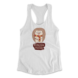 Hedge Hog Potter Womens Racerback Tank in White color