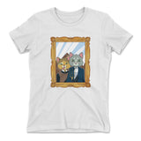 American Gothic Cats Womens T-Shirt in White color