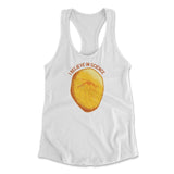 I Believe In Science Womens Racerback Tank in White color