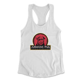 Jurassic Pug Womens Racerback Tank in White color